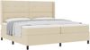 vidaXL Boxspringbett mit Kissen mit Kopfteil Creme 200 x 200 cm Stoff 3341670 Bild 2