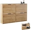 Planetmöbel 2 x Schuhschrank schmal mit 2 Klappen platzsparender Schuhregal mit 4 Ablagen, Schuhkommode für Diele, Flur, Garderobe 60 x 23 x 80,5 cm, Gold Eiche Bild 2