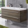 LANZET K8 Waschbecken mit Unterschrank 120 cm breit, Braun dunkel, Doppelwaschbecken Keramik Weiß Bild 2