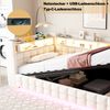 Merax Einzelbett, Polsterbett Schlafsofa 90 × 200 cm, Mit Hydraulischem Stauraum, Holzregal, LED-Lichtleiste, Steckdose, USB- und Typ-C-Ladeanschlüssen, Samt, Beige Bild 5
