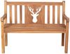 deVries Gartenbank deVries Teakholz Gartenbank Woodie Hirsch 120 cm, naturbelassenes Massivholz aus Teak, eingearbeitetes Hirschmotiv Bild 3