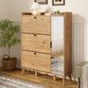 Schuhschrank mit Spiegel Holzoptik, 110x24x137,5 cm, 3 Klappfächer Bild 3
