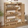 Schuhschrank mit Spiegel Holzoptik, 110x24x137,5 cm, 3 Klappfächer Bild 5
