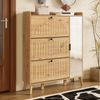 Schuhschrank mit Spiegel Holzoptik, 110x24x137,5 cm, 3 Klappfächer Bild 4