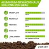 BRAST Gewächshaus Aluminium mit Fundament rostfrei 6mm Platten 310x250x205cm Grau - TÜV geprüft Bild 4