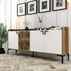 Dmora Konsolentisch Also, Wohnzimmer-Sideboard, niedriger TV-Schrank, ausgestatteter Wandsockel, 180 x 35 h78 cm, Walnuss und Weiß Bild 2
