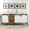Dmora Konsolentisch Also, Wohnzimmer-Sideboard, niedriger TV-Schrank, ausgestatteter Wandsockel, 180 x 35 h78 cm, Walnuss und Weiß Bild 4