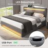 Novelux Polsterbett 140x200 mit LED und USB, 4 Schubladen – PU-Kunstleder Grau, kabelloses & kabelgebundenes Laden, ohne Matratze Bild 3
