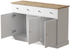 Sideboard aus Spanplatte mit Relief-Türen & Push-to-Open, 120x36x80,5 cm, Weiß Bild 3