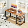 Schreibtisch 140cm Walnuss Büro Computertisch mit Stauraum Bild 2