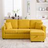 Sofa 194 x 73 x 81 cm mit LED, USB-C und Stauraum – Cordsofa in Senfgelb Bild 2