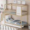 Merax Etagenbett, Hausform mit Fenstern, Sicherheitszaun-Design, Mit Aufbewahrungsschubladen und Sicherheitsleiter, Massivholz, 90x200 cm Bild 3
