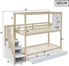 Merax Etagenbett, Hausform mit Fenstern, Sicherheitszaun-Design, Mit Aufbewahrungsschubladen und Sicherheitsleiter, Massivholz, 90x200 cm Bild 4
