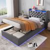 Polsterbett aus Holland-Velours mit LED, USB-C & hydraulischem Stauraum, ohne Matratze, 90x200 cm, Grau Bild 2