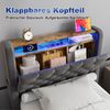 Polsterbett aus Holland-Velours mit LED, USB-C & hydraulischem Stauraum, ohne Matratze, 90x200 cm, Grau Bild 5