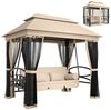 Outsunny Hollywoodschaukel Gartenschaukel Schaukel mit Seitenwänden, 3-Sitzer, Bettfunktion, Gartenliege, 1 tlg, Schaukel, für Garten, Balkon,Beige Bild 2