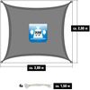 3x2m UV Sonnensegel Atmungsaktiv mit Befestigung Grau Bild 3