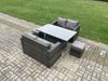 Fimous Rattan Möbel Garten Essgarnitur Höhenverstellbarer steigender Hubtisch Liebe Sofa Satz mit 2 kleinen Fußhockern Dunkelgrau Gemischt Bild 2