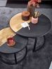 Couchtisch 2er Set Mango Massivholz / Stein-Optik Sofatisch Rund Modern, Design Beistelltisch 2-teilig, Runde Wohnzimmertische, Holztisch Satztische Metall Bild 5