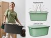 Hausfelder Wäschekorb Wäschewanne 58 x 37 x 25 cm (Jadegrün, 2 Körbe + 2 Wannen, 35 l) (Set, 4 St, 2 x Wäschekorb + 2 x Wäschewanne), mit klappbaren Henkeln, mit Griffen, 35 Liter Bild 3