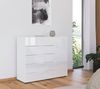 Rauch Möbel Flipp, Kombikommode, Kommode mit Stauraum für Wohnzimmer, Schlafzimmer, Flur, 2 Fachböden, Alpinweiß/Glasfront Weiß, 1-türig, 5 Schubkästen, Griffe weiß, 120 x 100 x 42 cm Bild 5