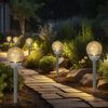 3x LED Solarlampe, Edelstahl silber, Bruchglas Kugel, H 56 cm Bild 4
