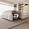 Polsterbett, Ausziehbares Schlafsofa Puffbett, Teddy Samt Stoff, Beige, 90/180 x 190 cm Bild 2