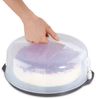 Xavax Kuchen-Transportbox rund mit Deckel Kuchenbehälter 31,5 cm Durchmesser, Innenhöhe 8 cm,Kuchenbox mit Stückeinteilungshilfe,Tortenplatte anthrazit, Transparent Bild 4