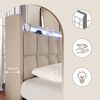 Merax LED Stauraumbett Polsterbett 90x200 Einzelbett aus Leinen mit 2 Schubladen & 2 Steckdosen & 2 USB & Lattenrost Beige Bild 5