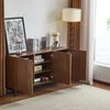 Merax 150x40x80cm Eiche dunkel gemasert, Sideboard, Mid-Century Modern Dekoschrank, 3 Türen, welliges 3D-Design, verstellbare Einlegeböden, Kippsicherung-stilvolle Aufbewahrung für Wohnzimmer, Esszimmer Bild 3