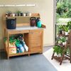 Yaheetech Pflanztisch mit Schubladen & Unterschrank, Blumentisch Gärtnertisch mit verzinkter Arbeitsplatte, wetterfest, 101 x 46 x 125 cm, Holzfarbe Bild 2