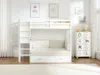 Vente-unique - ORPELIA Bett Holz, PlatteHolz, Platte Weiß - B 102,5 cm x H 160 cm x L 198 cm Bild 2