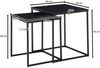 Wohnzimmertisch 2er Set Metall Beistelltisch Eckig Schwarz, Design Beistelltisch Industrial, Sofatisch Couchtisch Quadratisch, Tischset 2-teilig Satztisch Stahl Bild 4