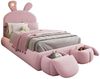 OKWISH Kinderbett Funktionsbett Stauraumbett Polsterbett (Hasenohren mit einstellbarer Helligkeit warmfarbenen Lichtstreifen, mit zwei Aufbewahrungshockern, Kinderbett mit Holzlatten 90x200 cm), mit Matratze Bild 5