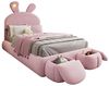 OKWISH Kinderbett Funktionsbett Stauraumbett Polsterbett (Hasenohren mit einstellbarer Helligkeit warmfarbenen Lichtstreifen, mit zwei Aufbewahrungshockern, Kinderbett mit Holzlatten 90x200 cm), mit Matratze Bild 4