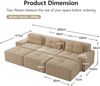 Modulares Ecksofa mit Schlaffunktion, 74 cm Tiefsitz, 3 Hocker – Cordsofa in Beige Bild 4