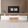 MODFU TV-Schrank Kompaktes Board für Wohnungen jeder Größe (Packung, 1-St, Mit einzigartiger Maserung und Doppelfunktion für Ihr Entertainment) 180 cm Breite, ausziehbare Projektorablage, Stauraum, Weiß Bild 2