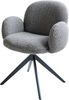 Drehstuhl Nube-Flex mit Armlehnen Bouclé Silbergrau Kreuzgestell breit Schwarz 360° drehbar Taschenfederkern Bild 4