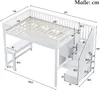 Hochbett mit Schreibtisch, Regal, Schrank, Rausfallschutz und Treppe, 140x200 cm, Kinderbett, Jugendbett, Kiefer Bild 5