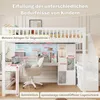 Hochbett mit Schreibtisch, Regal, Schrank, Rausfallschutz und Treppe, 140x200 cm, Kinderbett, Jugendbett, Kiefer Bild 4