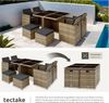 tectake Sitzgruppe Aluminium Rattan Gartenlounge für 4 bis 8 Personen, Inkl, (Loungeset Manhattan, 9-tlg, für Außen in Naturfarben), wetterfest und UV-beständig, 2 Bezugssets, mit Sicherheitsglasplatten Bild 3