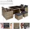 tectake Sitzgruppe Aluminium Rattan Gartenlounge für 4 bis 8 Personen, Inkl, (Loungeset Manhattan, 9-tlg, für Außen in Naturfarben), wetterfest und UV-beständig, 2 Bezugssets, mit Sicherheitsglasplatten Bild 2