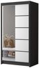 Schwebetürenschrank Letto III 100 cm mit Spiegel - Kleiderschrank, Schiebetürenschrank mit Kleiderstange und Einlegeboden, Schlafzimmerschrank, Schiebetüren - 100x200x58 cm (Schwarz/Weiß) Bild 4