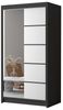 Schwebetürenschrank Letto III 100 cm mit Spiegel - Kleiderschrank, Schiebetürenschrank mit Kleiderstange und Einlegeboden, Schlafzimmerschrank, Schiebetüren - 100x200x58 cm (Schwarz/Weiß) Bild 3