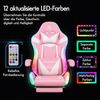 Massage-Gaming-Stuhl mit LED und Massagefunktion, höhenverstellbar, Rosa Lyam Bild 5
