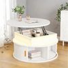 Merax Couchtisch hochglanz Sofatisch höhenverstellbar Beistelltisch mit LED-Beleuchtung (Versteckter Stauraum & Höhenverstellbare Tischplatte, 1-St), Runder Wohnzimmertisch mit 2 Rollladentüren & Stauraum, 75x75x52cm Bild 3