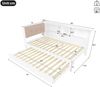 Merax Daybett, Tagesbett, Schlafsofa, 90x200cm, Einzelbett(Ohne Matratze), mit ausziehbarem Bett, mit dimmbarer LED-Leiste, mit praktischem Regal, mit USB-Anschluss, 90x200cm, Kiefernholz, Weiß Bild 4
