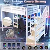 Hochbett mit RGB LED-Streifen, Schreibtisch, Lattenrost, Treppe und Regal, Kinderbett mit Rausfallschutz, Metallbett, 140x200cm Bild 4
