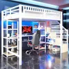 Hochbett mit RGB LED-Streifen, Schreibtisch, Lattenrost, Treppe und Regal, Kinderbett mit Rausfallschutz, Metallbett, 140x200cm Bild 3