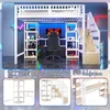 Hochbett mit RGB LED-Streifen, Schreibtisch, Lattenrost, Treppe und Regal, Kinderbett mit Rausfallschutz, Metallbett, 140x200cm Bild 5